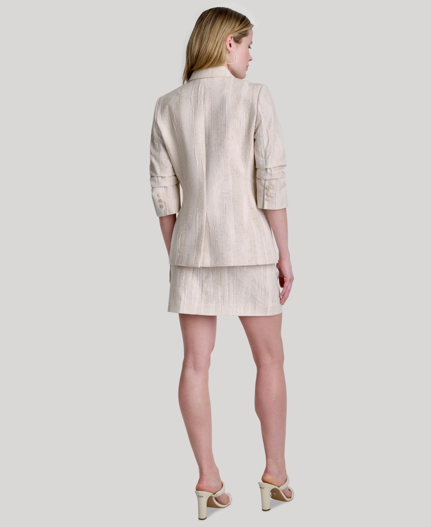 Женский пиджак DKNY Long-Sleeve Notch Collar Blazer, цвет: Кокосовый — фото 6