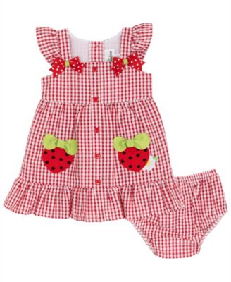 Baby Girls' Strawberry Appliques Dress and Bloomer, 2-Piece Set