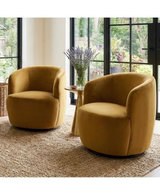 Velvet Swivel Barrel Accent Chair 27 Inch Wide Upholstered 1 Piece