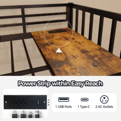 Metal Triple Bunk Bed, Separates to 3 Twins