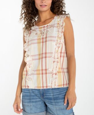 Women's Plaid Crewneck Top