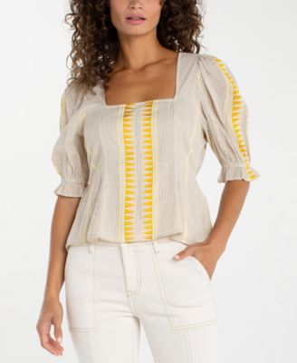 Women's Square Neck Embroidered Top