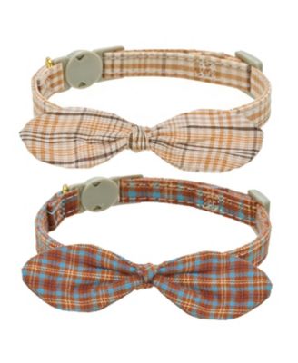 Bowtie Cat Collar With Bell Breakaway Kitten Collars Removable Bow Cotton Stylish