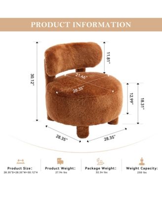 Fur Fabric Accent Chair, Upholstered Slipper Side Chair with Curved Backrest and Solid Wooden Legs for Living Room, Reading Room