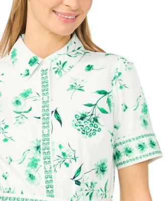 Women's Collared Short-Sleeve Mini Shirt-Dress