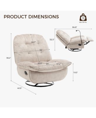 Swivel Rocker Recliner Chair, Single Lounge Gliding Rocking Chair with Phone Holder, Comfortable Reading Chair for Living Room, Office