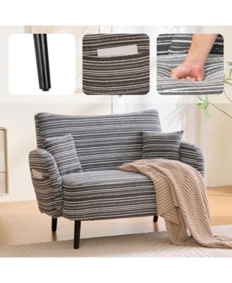Modern Boucle Accent Chair, Loveseat Sofa and Deep Seat Chaise with Pillows and Storage Pockets for Living Room and Home Office