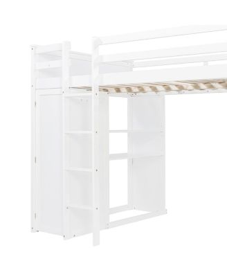 Loft Bed w/Twin Bed, Shelves, Desk, Wardrobe