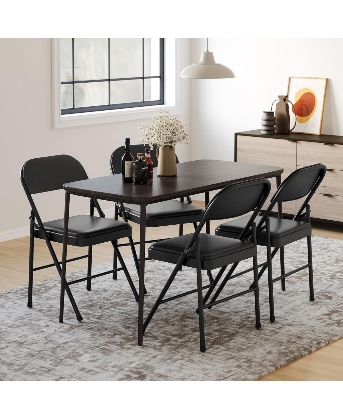 gaomon 6-Pack Folding Chairs with Padded Cushion and Back, Pu Leather, Stackable, Portable for Dining, Office, Indoor/Outdoor