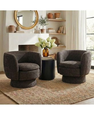 31 Wide Swivel Barrel Accent Chair, 360degree(s) Upholstered Armchair, 1 Pc