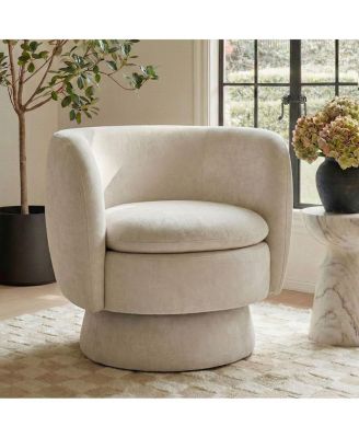 31 Wide Swivel Barrel Accent Chair, 360degree(s) Upholstered Armchair, 1 Pc