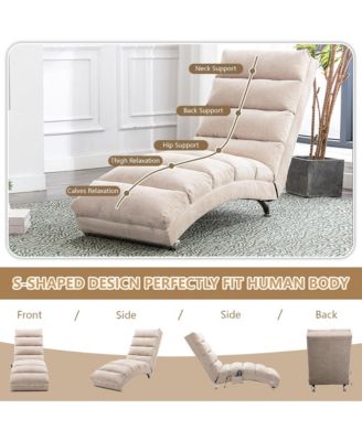 Luxury Upholstered Chaise Lounge Chair with Gentle Vibration Function, Linen Leisure Recliner Sofa for Living Room