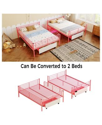 Metal Bunk Bed w/USB, Split, Storage, Guardrail