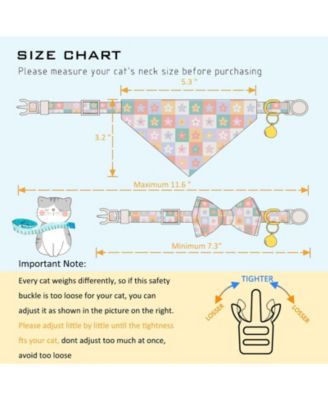 2 Pack Cat Collar Set with Bow Tie Bandana Breakaway Safety Bell Adjustable