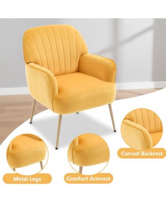 Velvet Accent Chair with Metal Legs