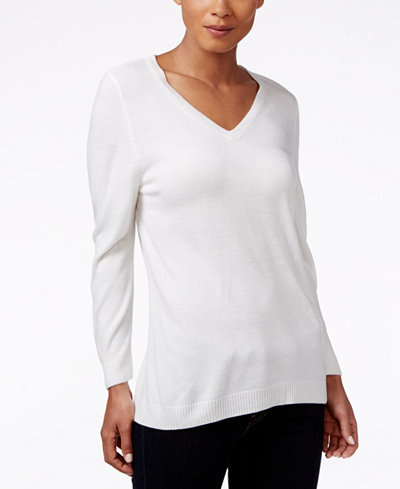 Karen Scott Luxsoft V-Neck Sweater, Only at Macy's