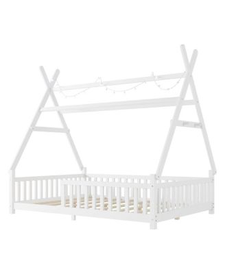 House Bed with Light, Low Floor, Fence and Roof