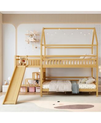 House Bunk Bed with Slide and Storage Stairs