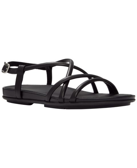 Женские сандалии FitFlop Gracie Leather Strappy Back-Strap, цвет: Чёрный