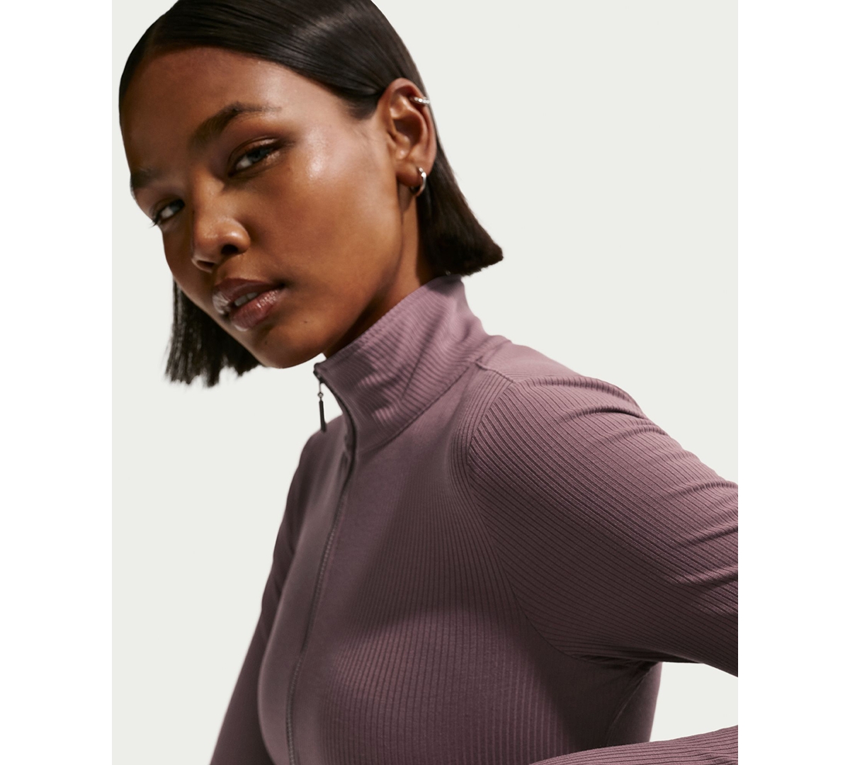 Nike Women's Sportswear Ribbed Quarter-Zip Long-Sleeve Top