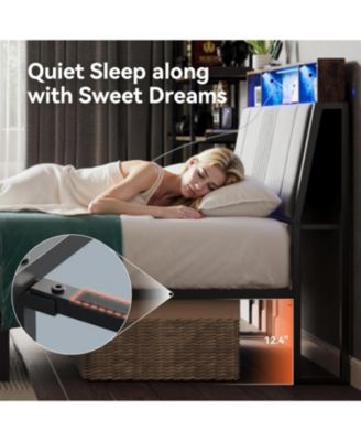 Bed Frame, Metal Platform Bed with Headboard, Underbed Storage and Ergonomic Headboard for Support, No Box Spring Needed