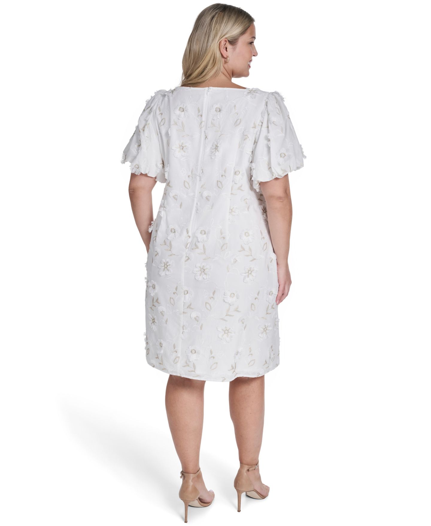 Женское платье Jessica Howard Plus Size Bubble Short-Sleeve Boat Neck Sheath, цвет: Белый — фото 4