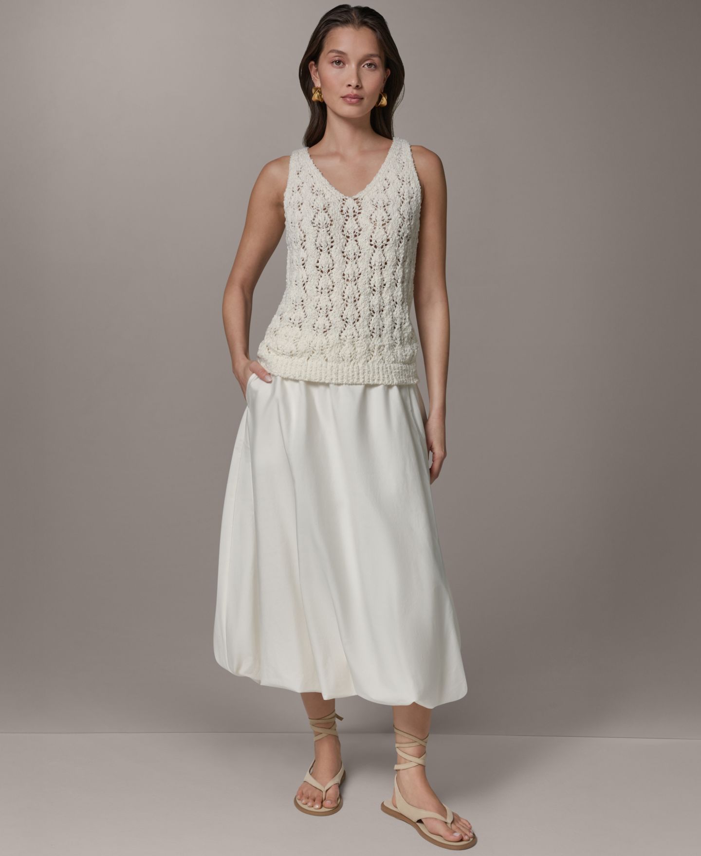 Женский топ Donna Karan Weekend Double V-Neck Tank Top, цвет: Кремовый — фото 6