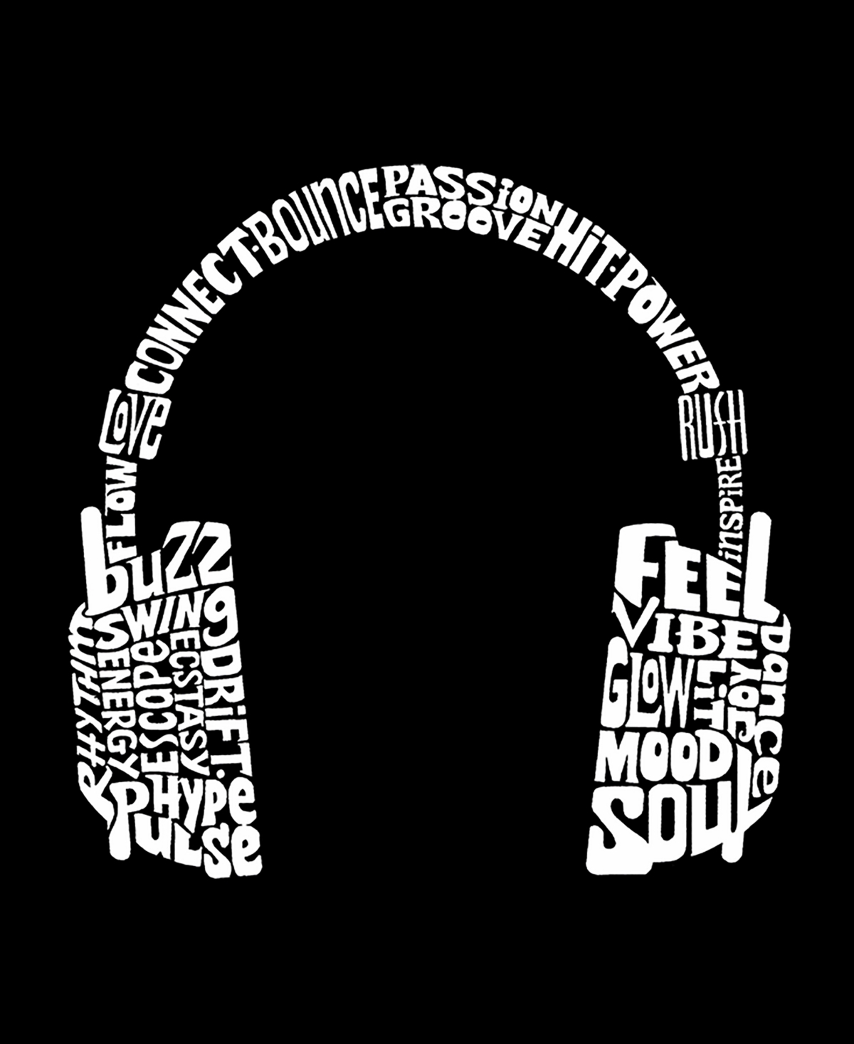 La Pop Art Women's Premium Blend Mood Headphones Word T-Shirt
