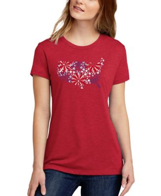 Women's Premium Blend USA Fireworks Word Art T-Shirt