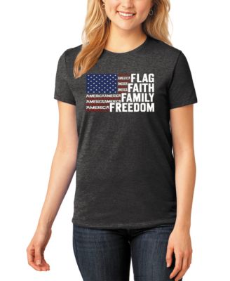 Women's Premium Blend Faith Flag Word Art T-Shirt