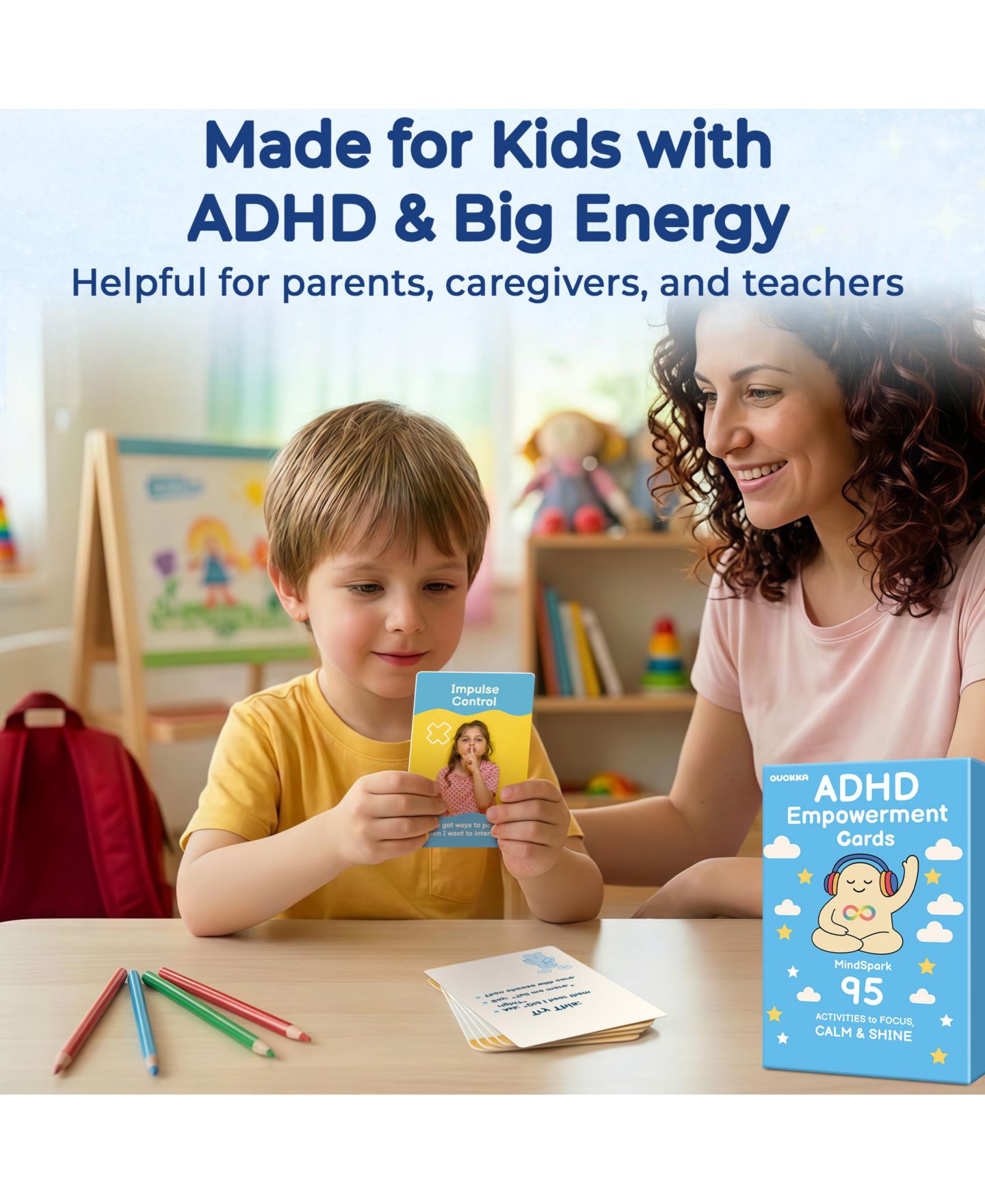Детские карточные игры Quokka Adhd Empowerment Cards Emotional Regulation & Social Skills 95-Piece Card Game, Ages 3+, цвет: Autism95 — фото 5