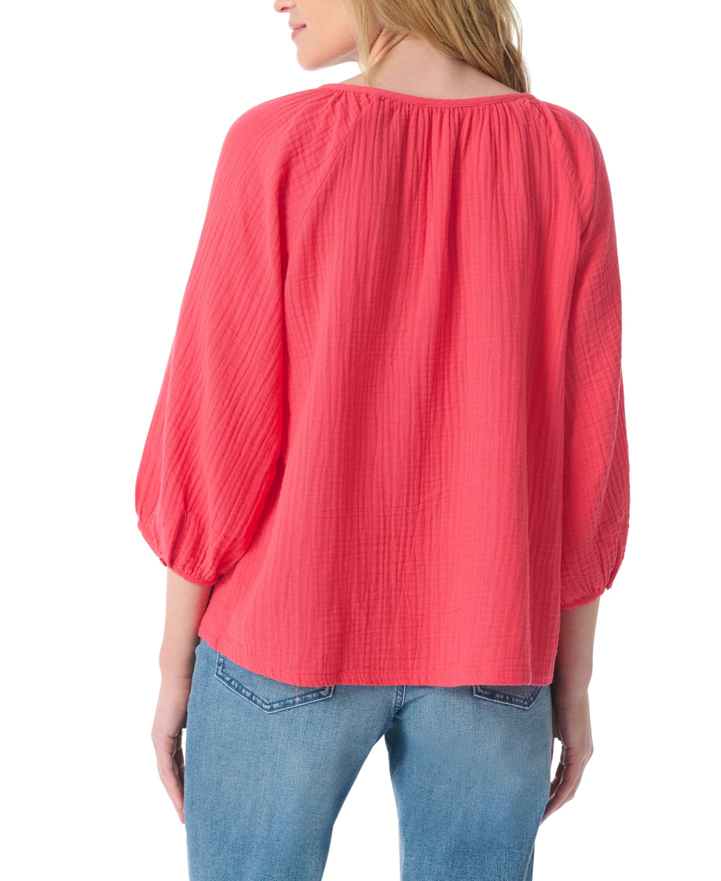 Женский топ Gloria Vanderbilt Gauze Round Neck Peasant Top, цвет: Яркий маковый — фото 3