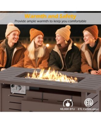 40 in Rectangle Propane Fire Pit Table 48000 BTU with Lava Rocks and Cover