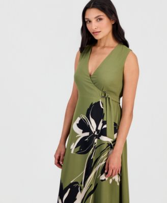 a line midi wrap dress Donna Karan New York Women's Floral A-Line Midi Dress - Agave Multi
