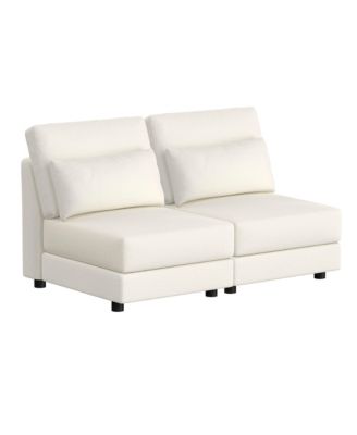 5-Piece Modular Linen Fabric Sectional Sofa with Ottoman, L-Shaped Convertible Living Room Set