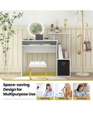 Space-saving Computer Desk with Pull-out Keyboard Tray