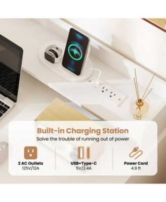 Computer Desk with Power Outlets and 2 Bookcases