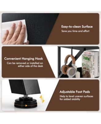 Space Saving Computer Desk with Monitor Stand and Extra Storage Shelf for Work Study-Black