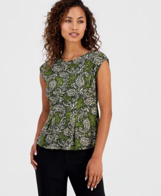 Women's Printed Sleeveless Boat-Neck Top