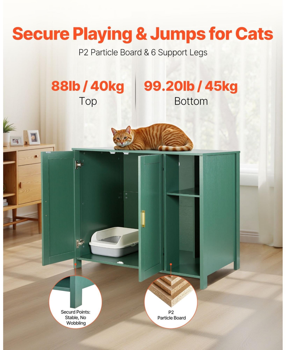 Inolait Self-Cleaning Litter Box Cabinet Cat Enclosure with Power Outlet