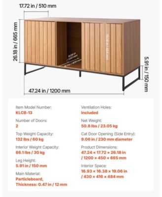 Hidden Cat Litter Box Enclosure Cabinet Furniture with Scratch Pad and Storage