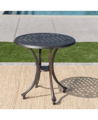 Modern  Round Outdoor Accent Side Table, 19 Cast Aluminum Side Table