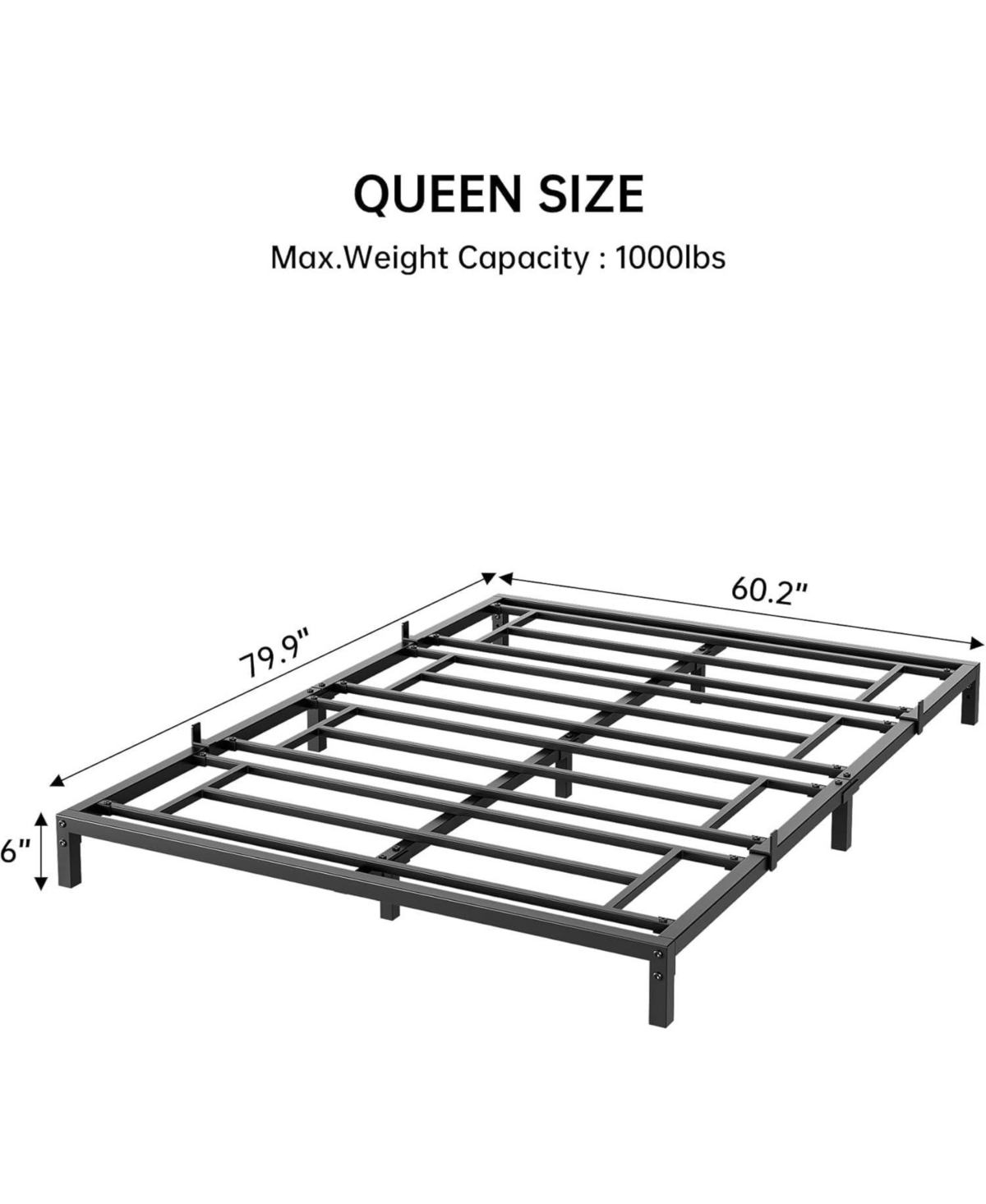 gaomon 6 Inch Size Bed Frames Heavy Duty Metal Platform Bed with Under Bed Storage, Sturdy Steel Slat Support