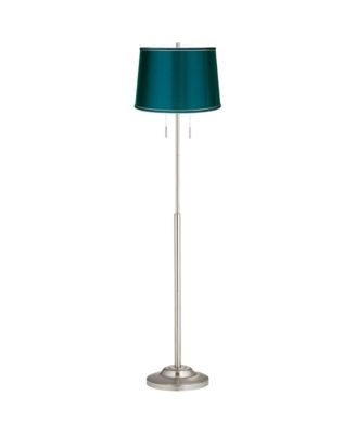 Abba Modern Floor Lamp Standing 66" Tall Brushed Nickel Silver Metal Drum Shade for Living Room Bedroom Office House Home