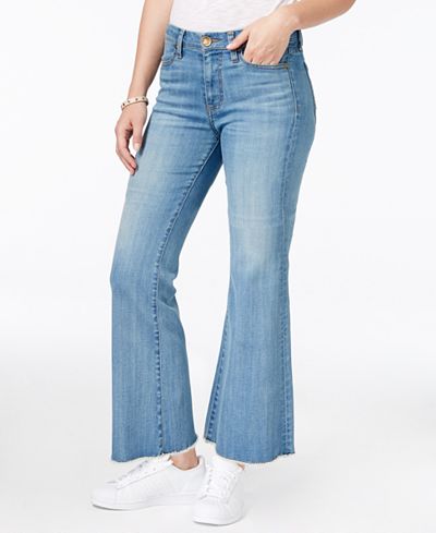 Kut from the Kloth Belle Mild Wash Cropped Flare-Leg Jeans