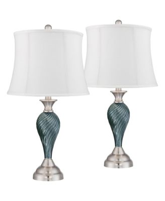 Arden 25" High Twist Modern Coastal Table Lamps Set of 2  Glass Shade Living Room Bedroom Bedside