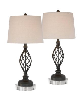 Annie Modern Industrial Table Lamps Set of 2 with Round Riser 29 1/2" Tall