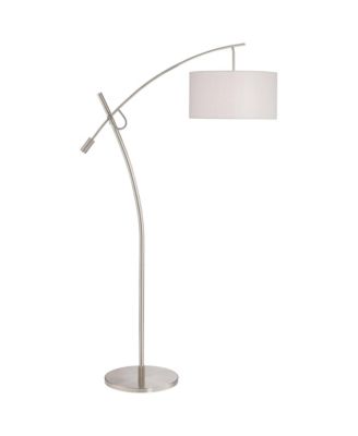 Modern Arc Floor Lamp with USB Charging Port 69" Tall Nickel Drum Shade Adjustable Arm Living Room