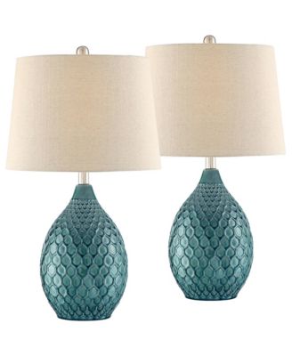 Kate 24 3/4" High Farmhouse Rustic Modern Table Lamps Set of 2 Sea Foam Ceramic Living Room Bedroom