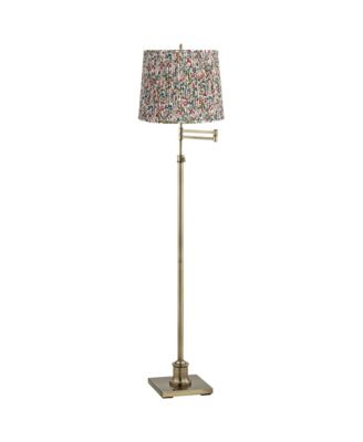 Westbury Traditional 70" Tall Standing Floor Lamp Adjustable Swing Arm Antique Brass Finish Pleated Meadow Shade